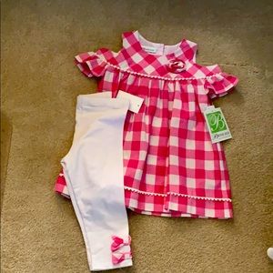 Two piece Bonnie Jean checkered legging set- New
